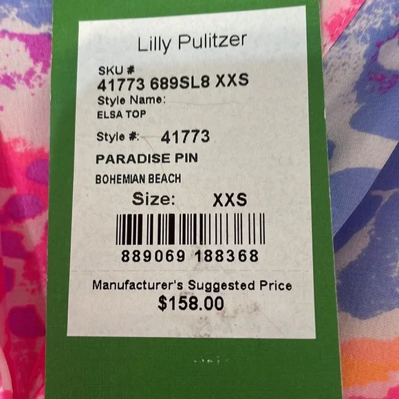 LILLY PULIZER bohemian pastel beachy design blouse, XXS, New With Tags - Picture 7 of 10